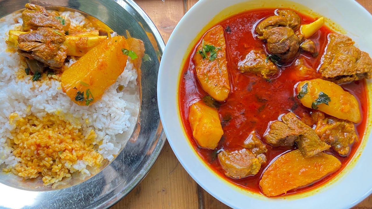 Eid special Aloo gosht|Alew te MaazKashmiri style Aloo aur Mutton recipe|potato and mutton curry.
