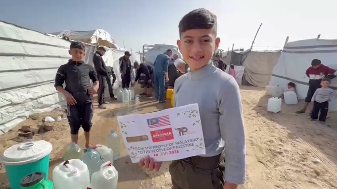 HARI 845 BEKALAN AIR BERSIH SUMBANGAN OPS IHSAN UNTUK GAZA TELAH TIBA