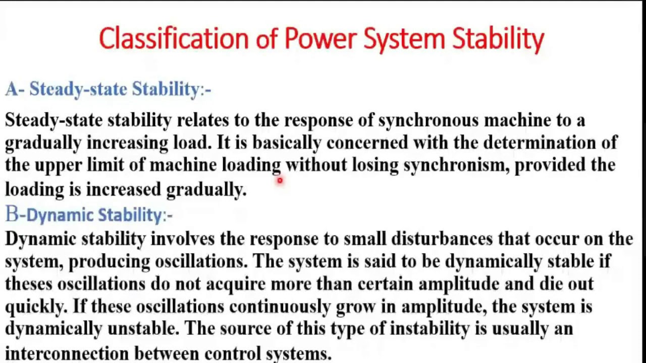 POWER SYSTEM STABILITY PART 1