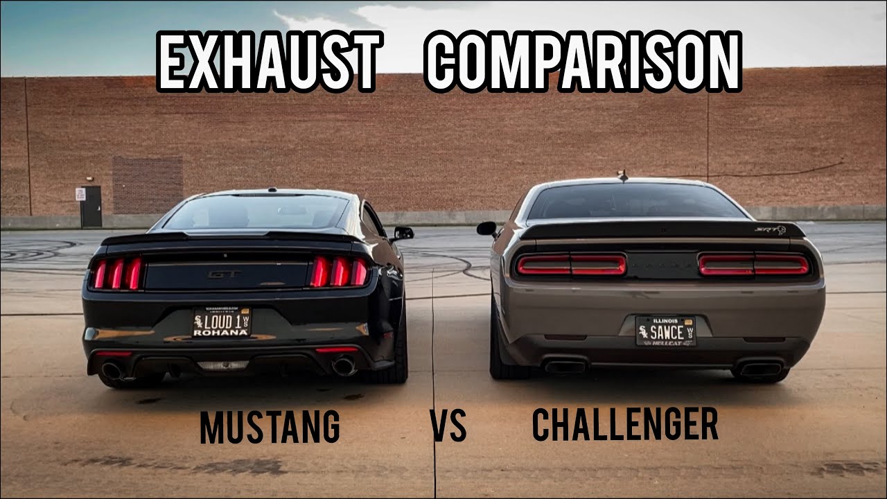 Mustang GT vs Challenger Hellcat - exhaust sound comparison