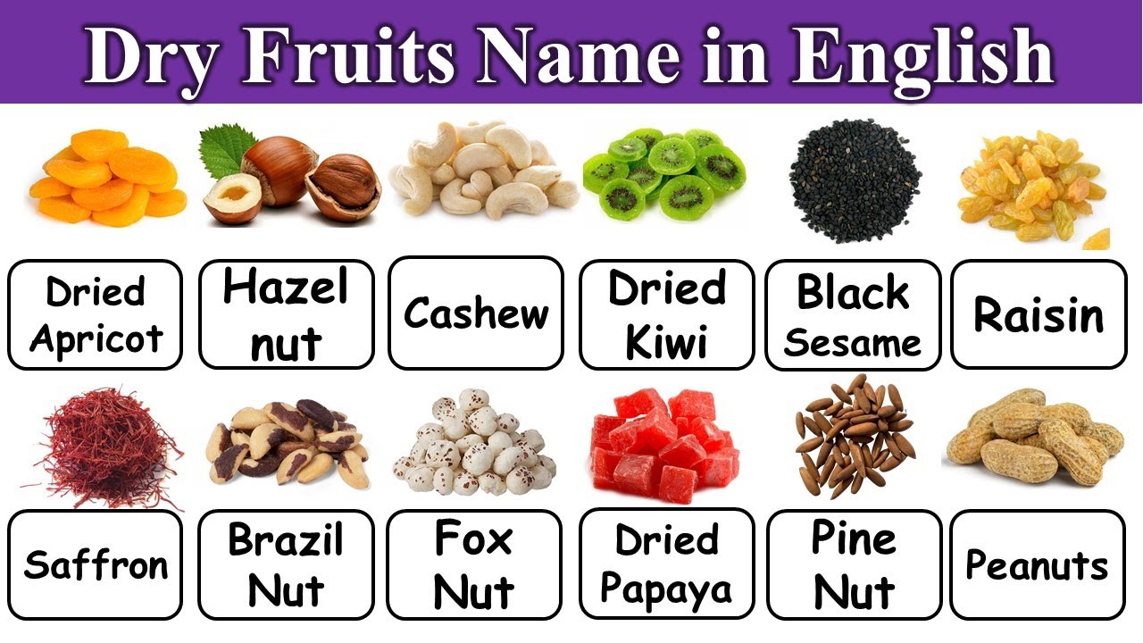 Popular Dry Fruits Names in English and Urdu | All Dry Fruits Names in English | Learn with I J