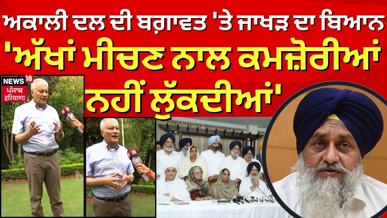 Akali Dal ਦੀ ਬਗ਼ਾਵਤ 'ਤੇ Sunil Jakhar ਦਾ ਵੱਡਾ ਬਿਆਨ, 'ਅੱਖਾਂ ਮੀਚਣ ਨਾਲ ਕਮਜ਼ੋਰੀਆਂ ਨਹੀਂ ਲੁੱਕਦੀਆਂ' | N18V