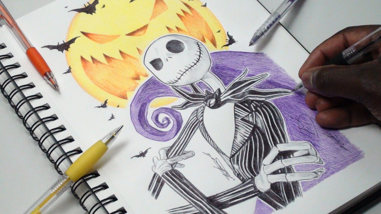 Drawing Jack Skellington - INKTOBER DAY 28 - The Nightmare Before Christmas - DeMoose Art