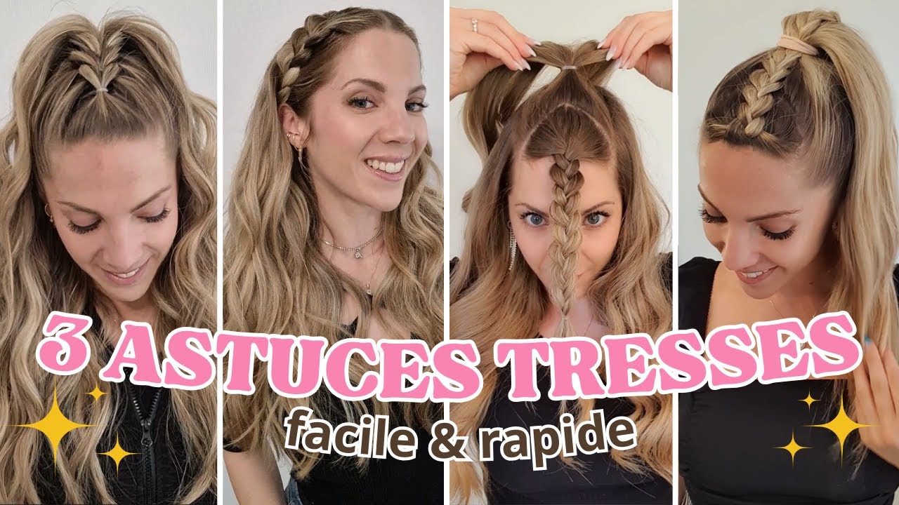 ❤️ ASTUCE COIFFURE FACILE & RAPIDE : Fausse tresse collée facile à faire -  Belle tresse simple !