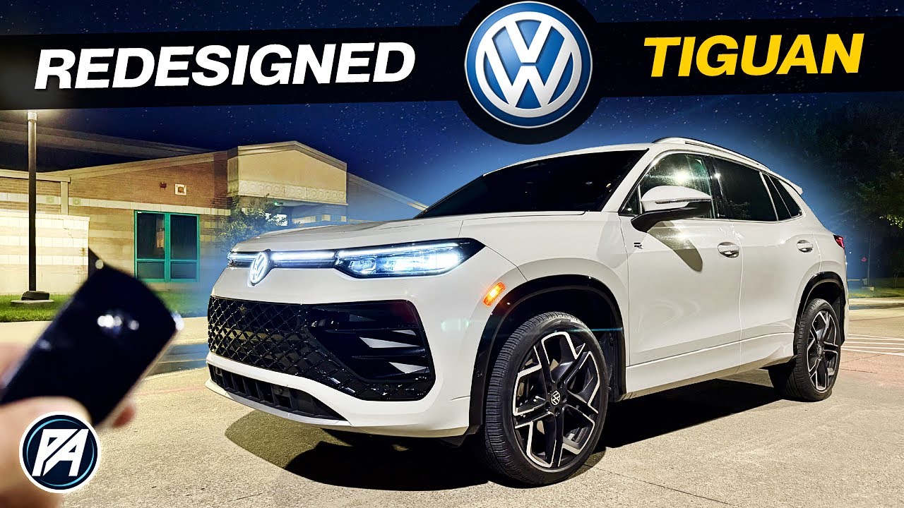 Столько обновлений! VW Tiguan SEL R-Line 2025 года ночью