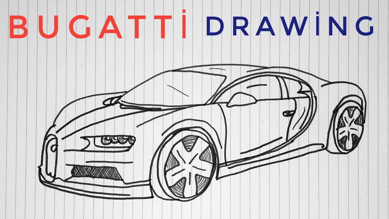 How to draw a Bugatti Chiron step by step easy - Araba Çizimi Bugatti