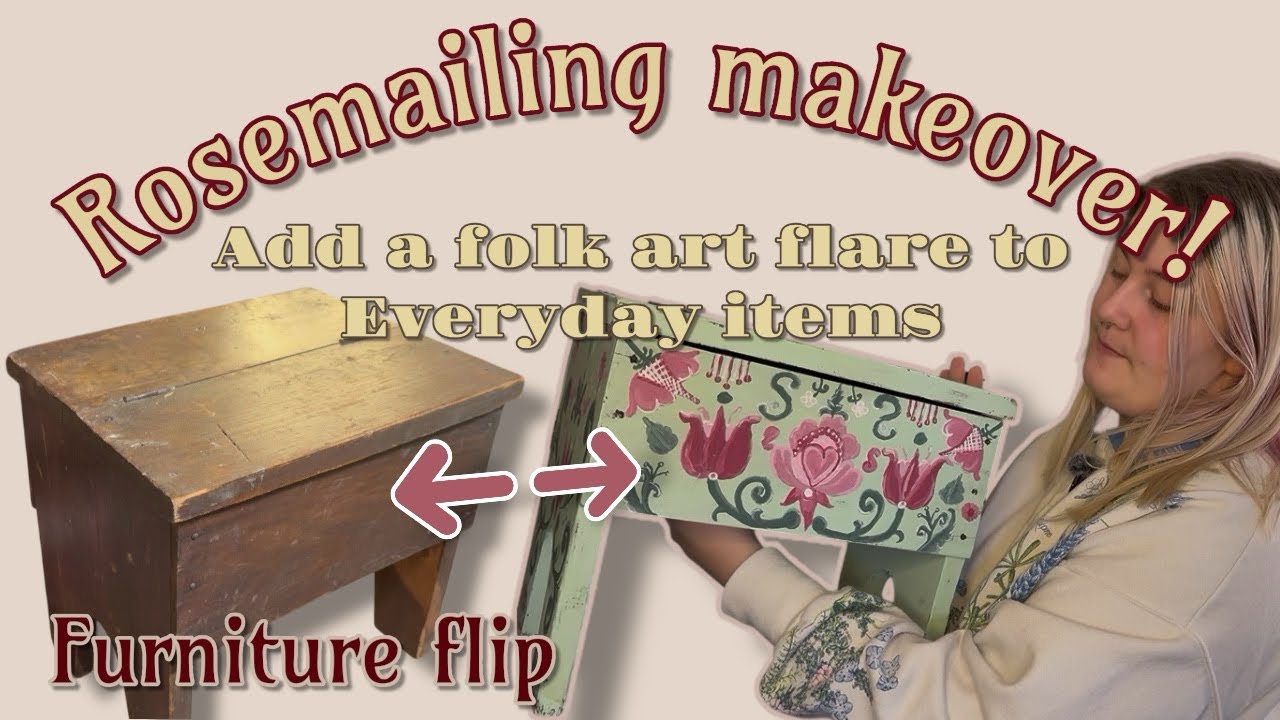 Folk art paint with me! Practice Rosemailing on this furniture piece 