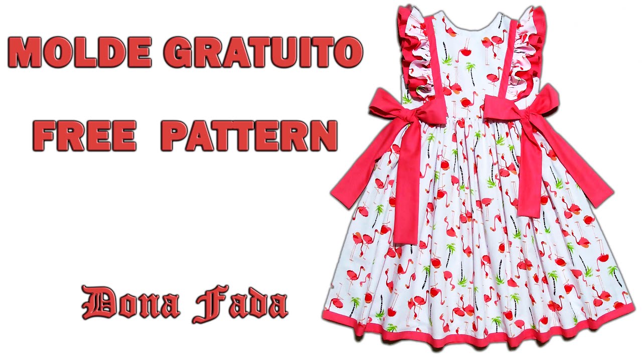 Vestido Flamingos - 6 meses a 4 anos - Molde Gratuito   Free Pattern