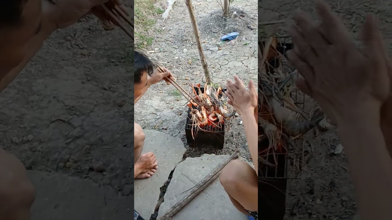 Nướng Tôm càng chuẩn bị mồi 