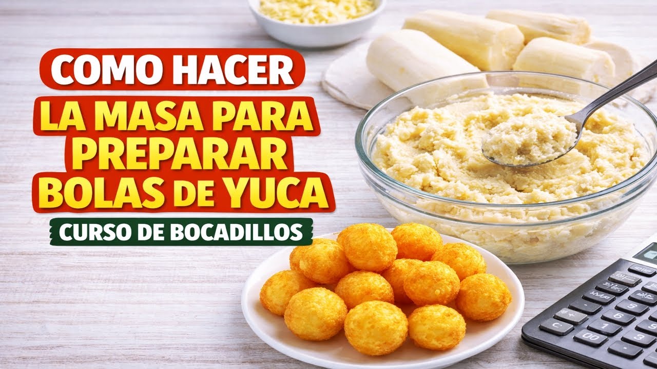 Como hacer la masa para bolas de yuca, mandioca | curso de bocadillos