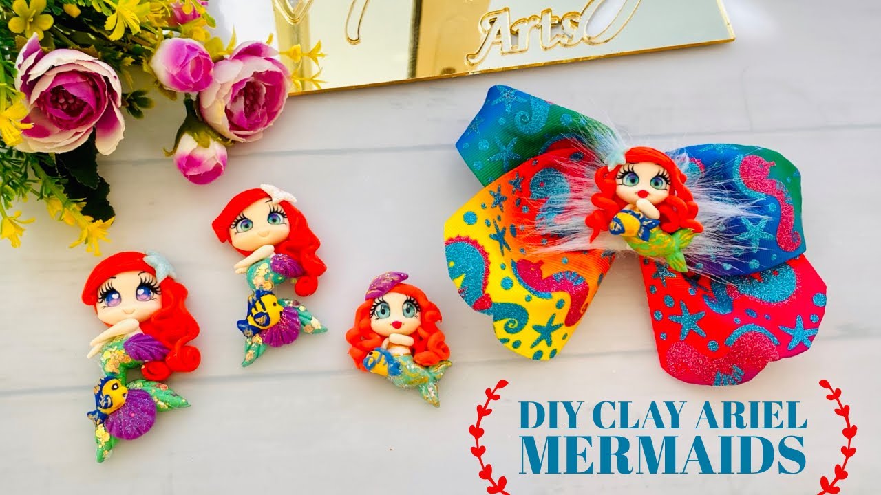 DIY CLAY ARIEL MERMAID / bow center/ tutorial