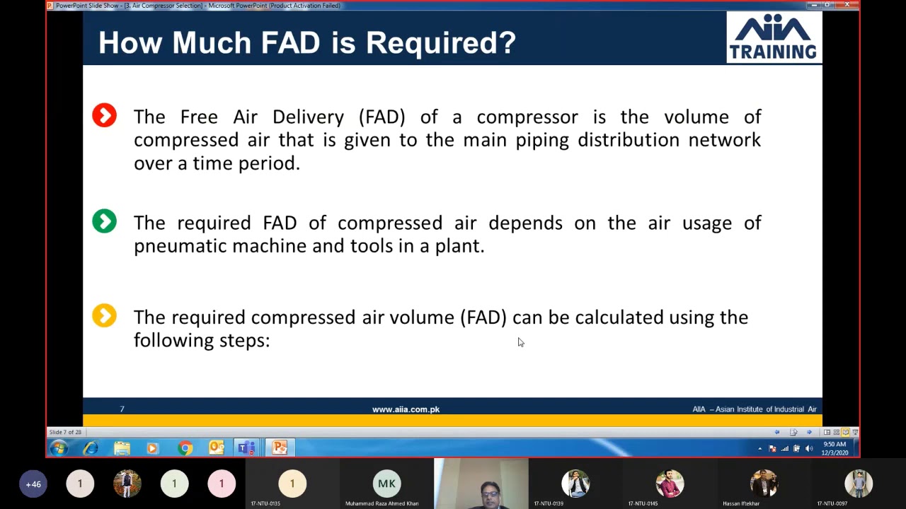 Sizing of Air Compressor