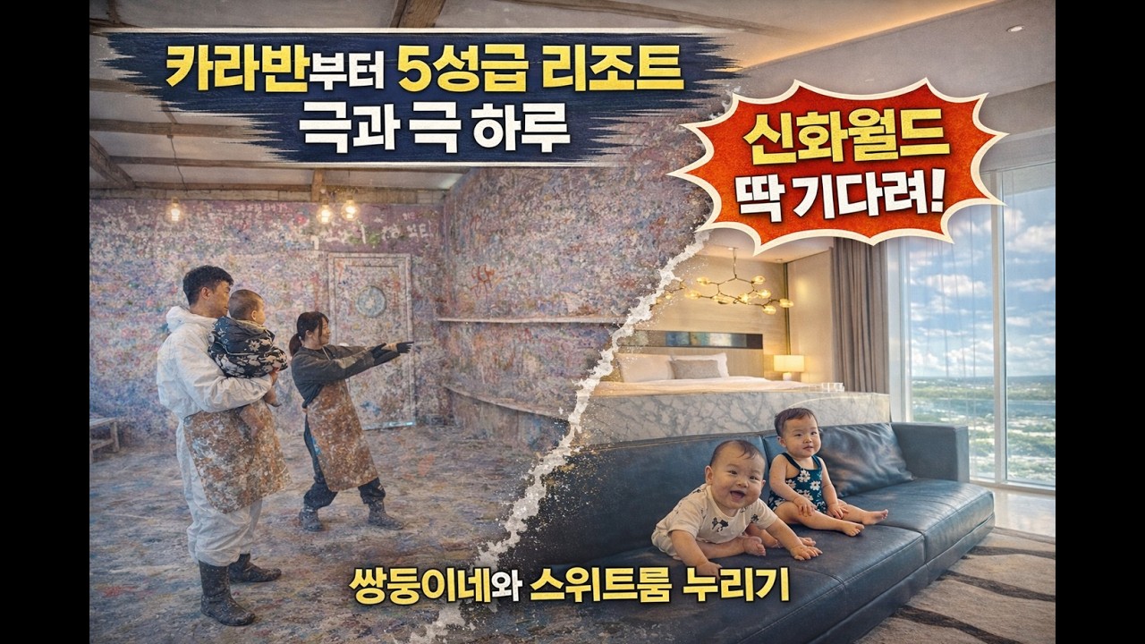 카라반 탈출했더니 5성급 스위트룸 업그레이드?! ✨ 신화월드에서 쌍둥이네랑 역대급 호캉스😄 현실육아 제주여행 (5)