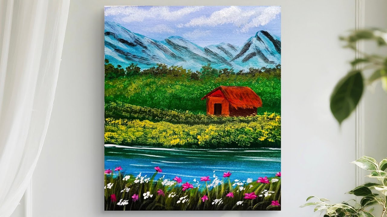 Landscape Painting / Step by step painting tutorial / landscape painting tutorial for beginners 