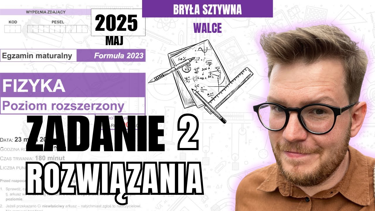 Wyścigi walców - bryła sztywna czyli to sprawia problem na maturze. Zadanie 2 maj 2025 CKE.