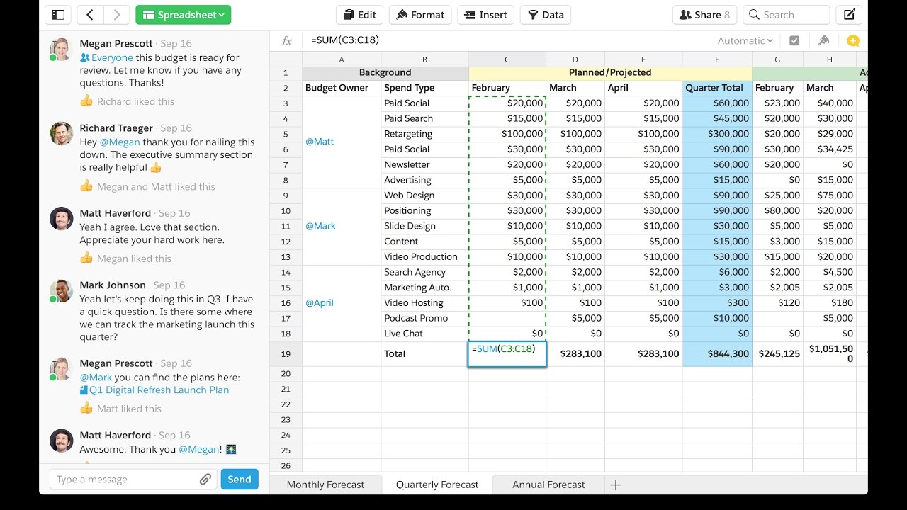 Quip: Spreadsheets for Teams