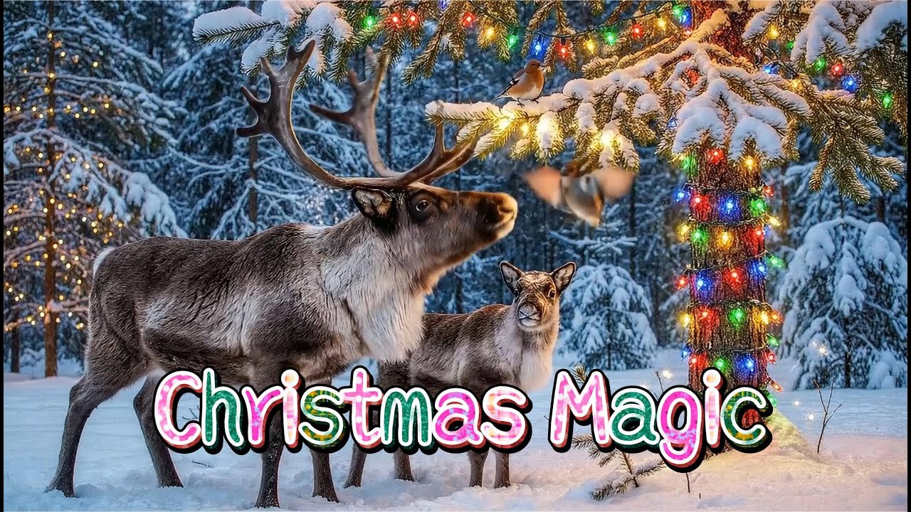 Magical Christmas Ambience: Reindeer Walking on Snowy Streets & Deep Sleep Piano