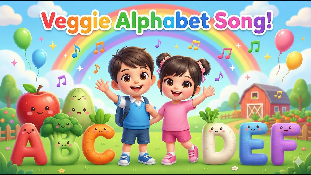 🌟 Veggie Alphabet Song | Learn A to Z with Aki & Kia | 3D Cartoon for Kids 🌈