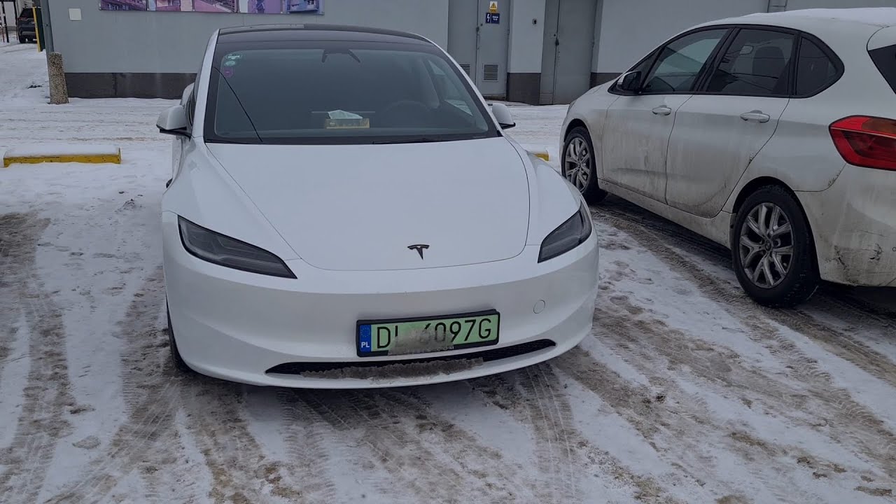 Tesla 3 HL LR AWD - Trasa Gliwice - Sulechów (zimą) - część II