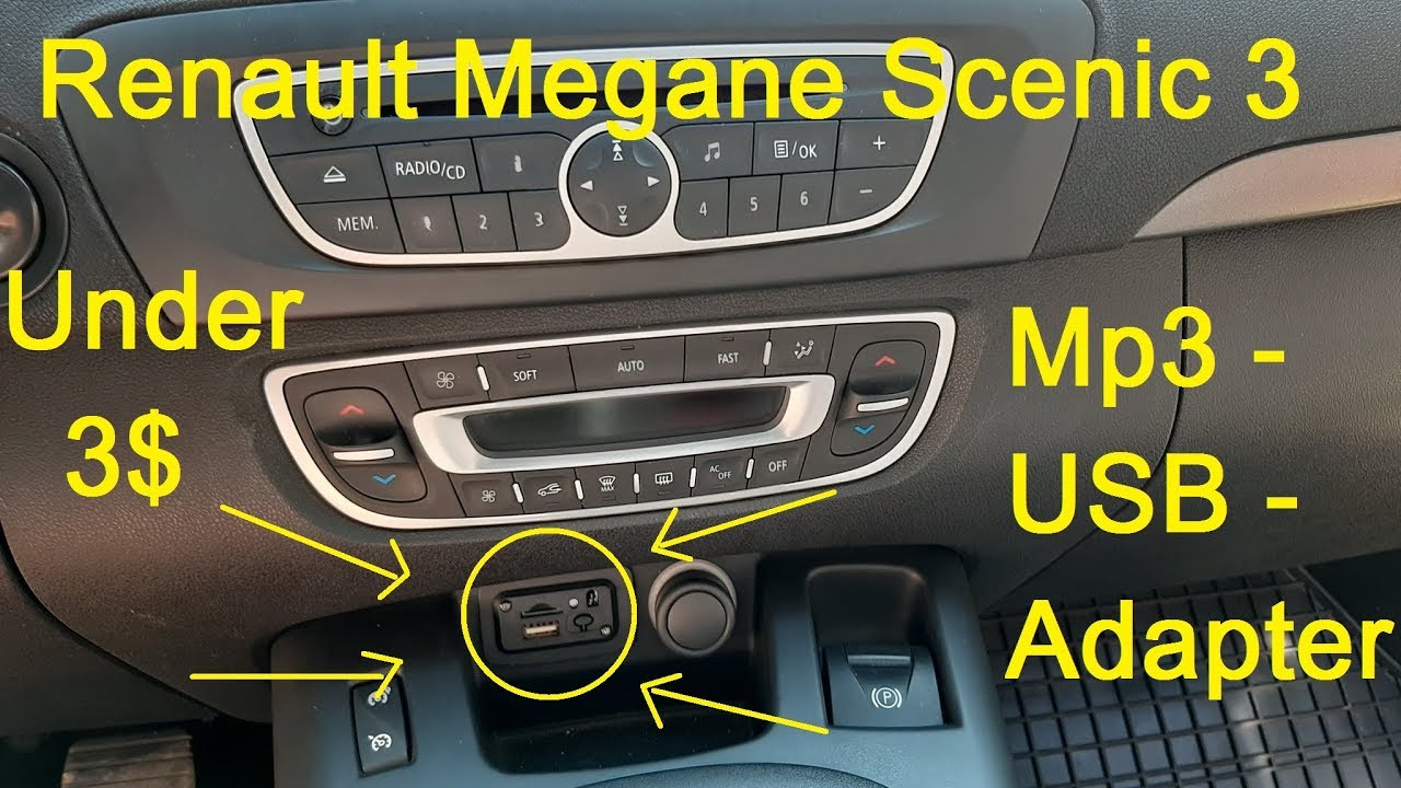 Renault Megane Scenic 3 - радио-USB-адаптер для установки MP3 (менее 3 $)