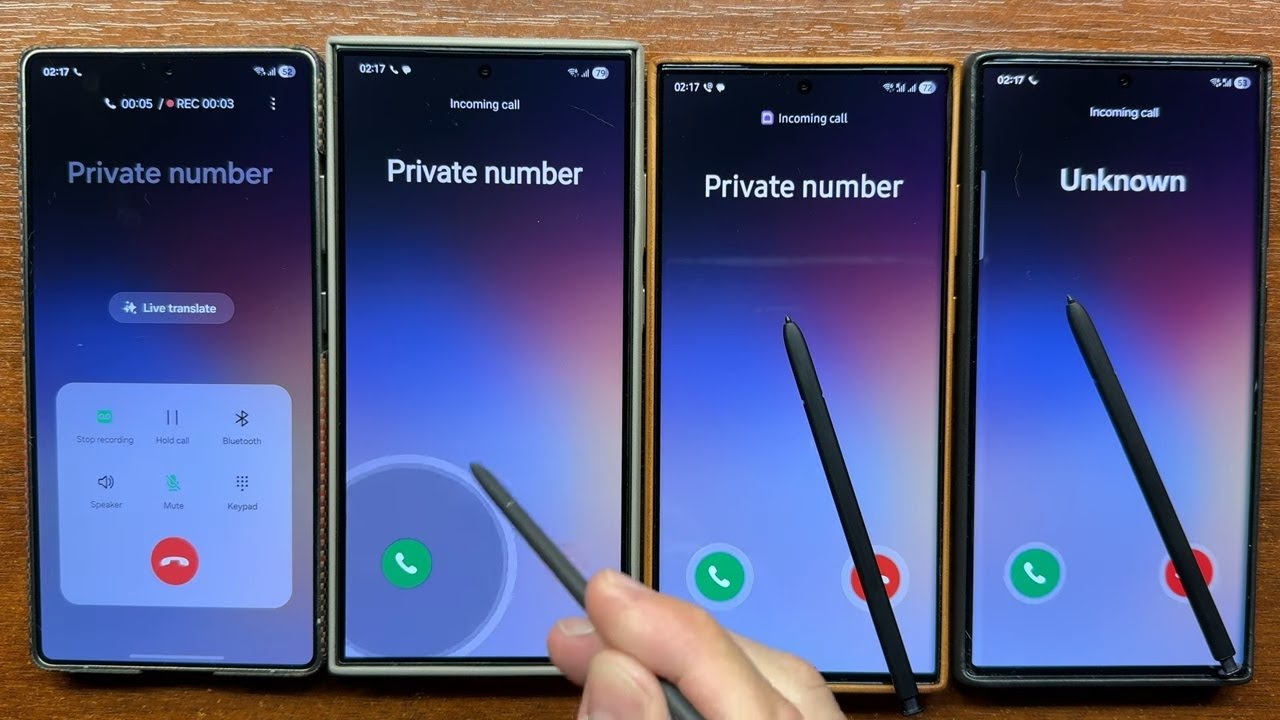 Samsung Galaxy S25, S24, S23, S22 Ultras No Caller ID Incoming Call with Styluses + Over the Horizon