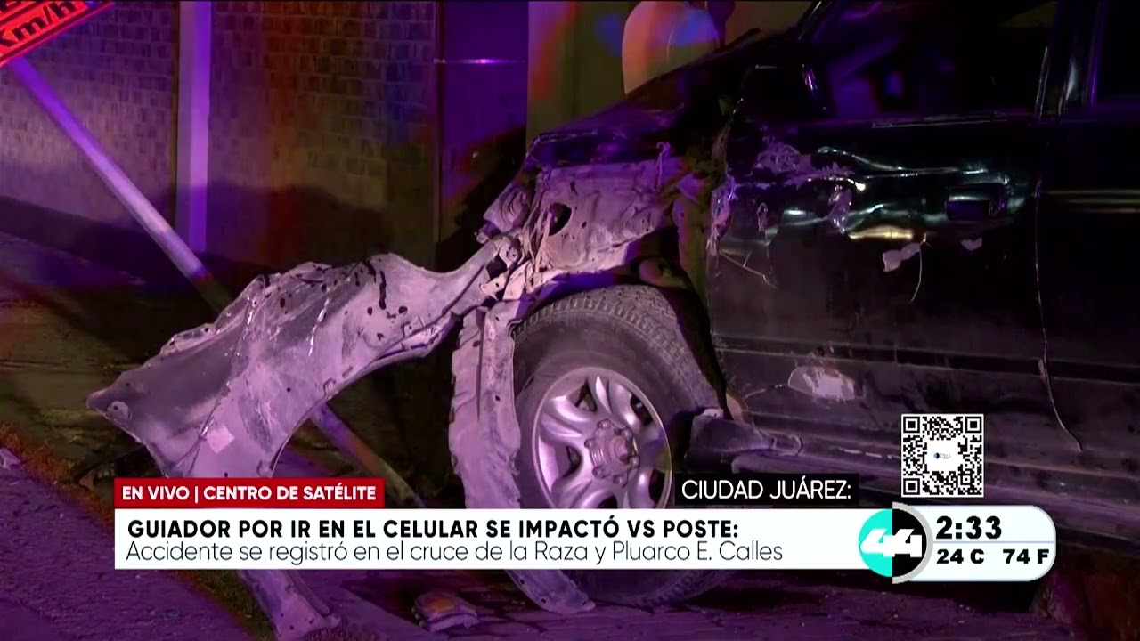 Guiador por ir en el celular se impactó vs poste