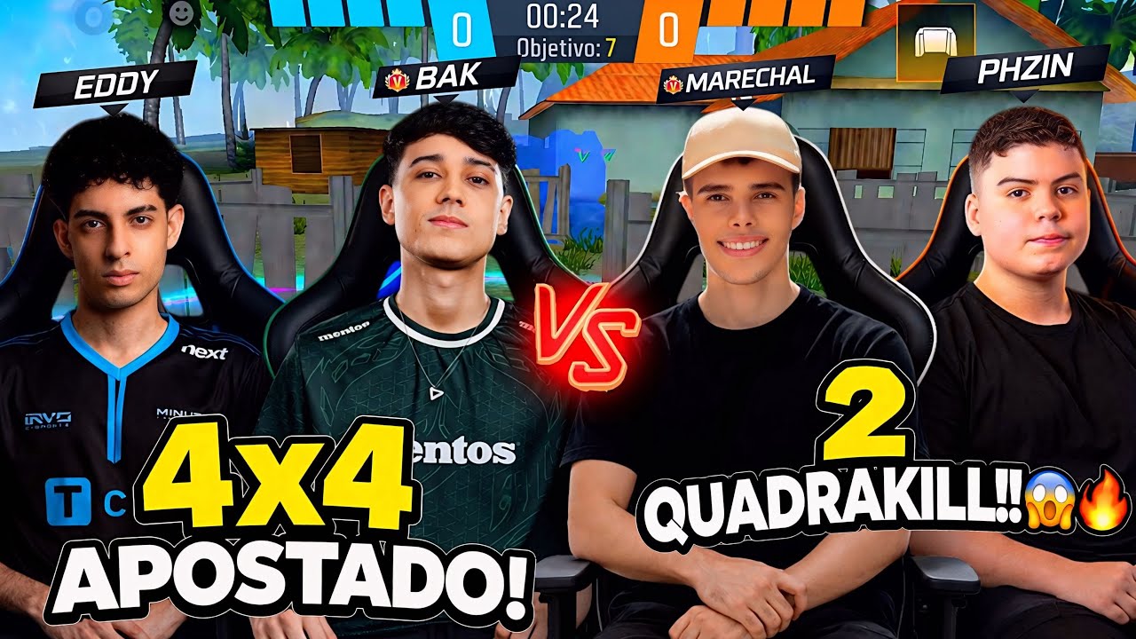 4x4 APOSTADO! 😱🔥 MARECHAL E PHZIN FIZERAM QUADRAKILL VS TIME DO BAK&hellip; MAS FOI O SUFICIENTE?