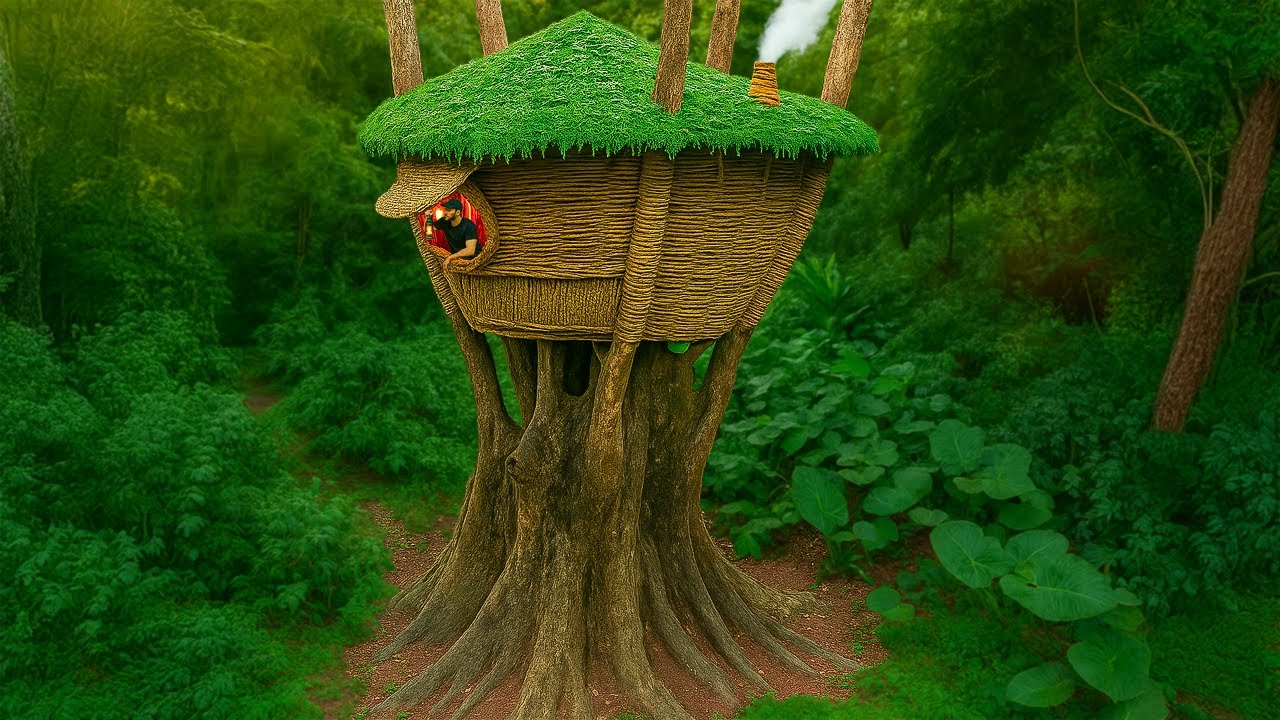 I Built a House Made of Vines in a Tree to Survive for 35 Days