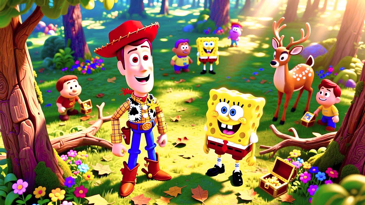 3 stories about forest animals and SpongeBob with Woody and Sonic,#storytime #spongebob #cartoon .