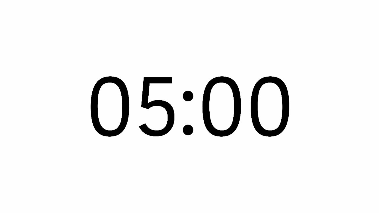 5 Minutes Countdown Timer 4K (no sound) - White