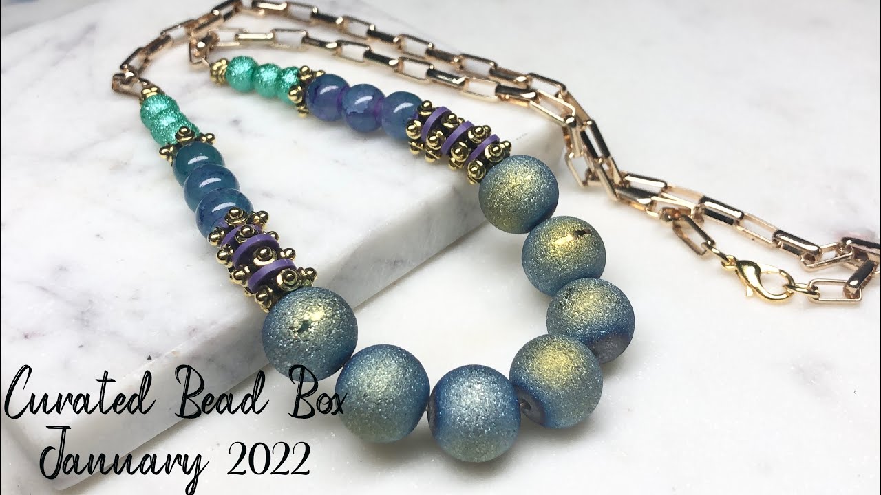 Curated Bead Box Monthly Subscription Unboxing January 2022 and Jewelry Tutorial! 🪐🧜🏽‍♀️