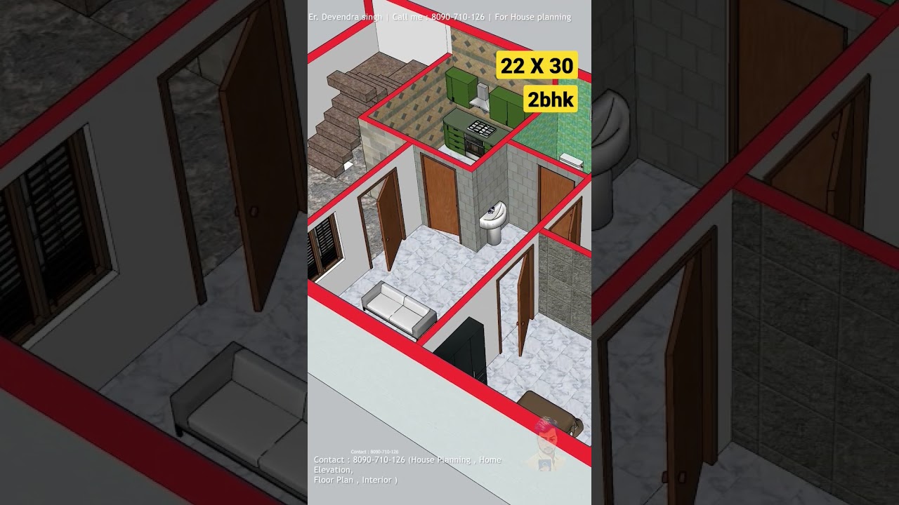22 X 30 House Design ||  660 sqft House design #homedesign #gharkanaksha #house_plan #erdevendra