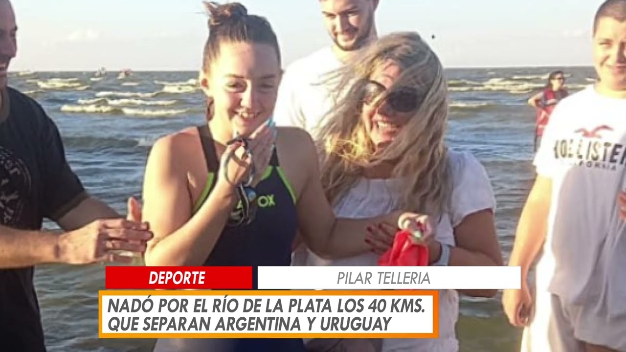 PILAR TELLERIA NADÓ POR EL RÍO DE LA PLATA LOS 40KM. QUE SEPARAN A ARGENTINA DEL URUGUAY