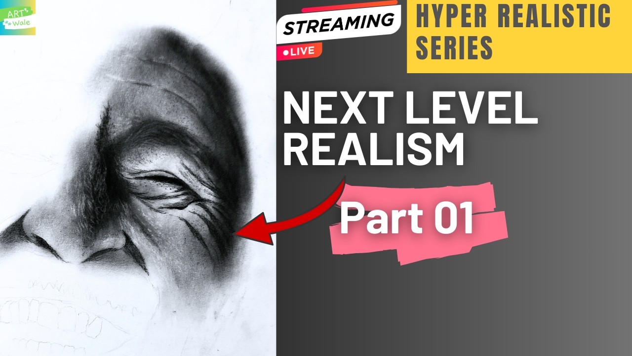 Hyper Realistic Smiling Man Portrait 😄 | Part 01 | Eye & Nose Detail Live Drawing
