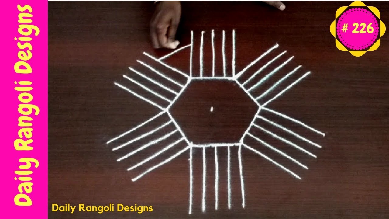 #226 easy padi kolam design with 3 dots|Friday kolam designs|rangoli designs|simple geethala muggulu