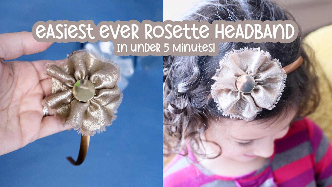 How to Make a Ribbon Headband - Easy Rosette with Button