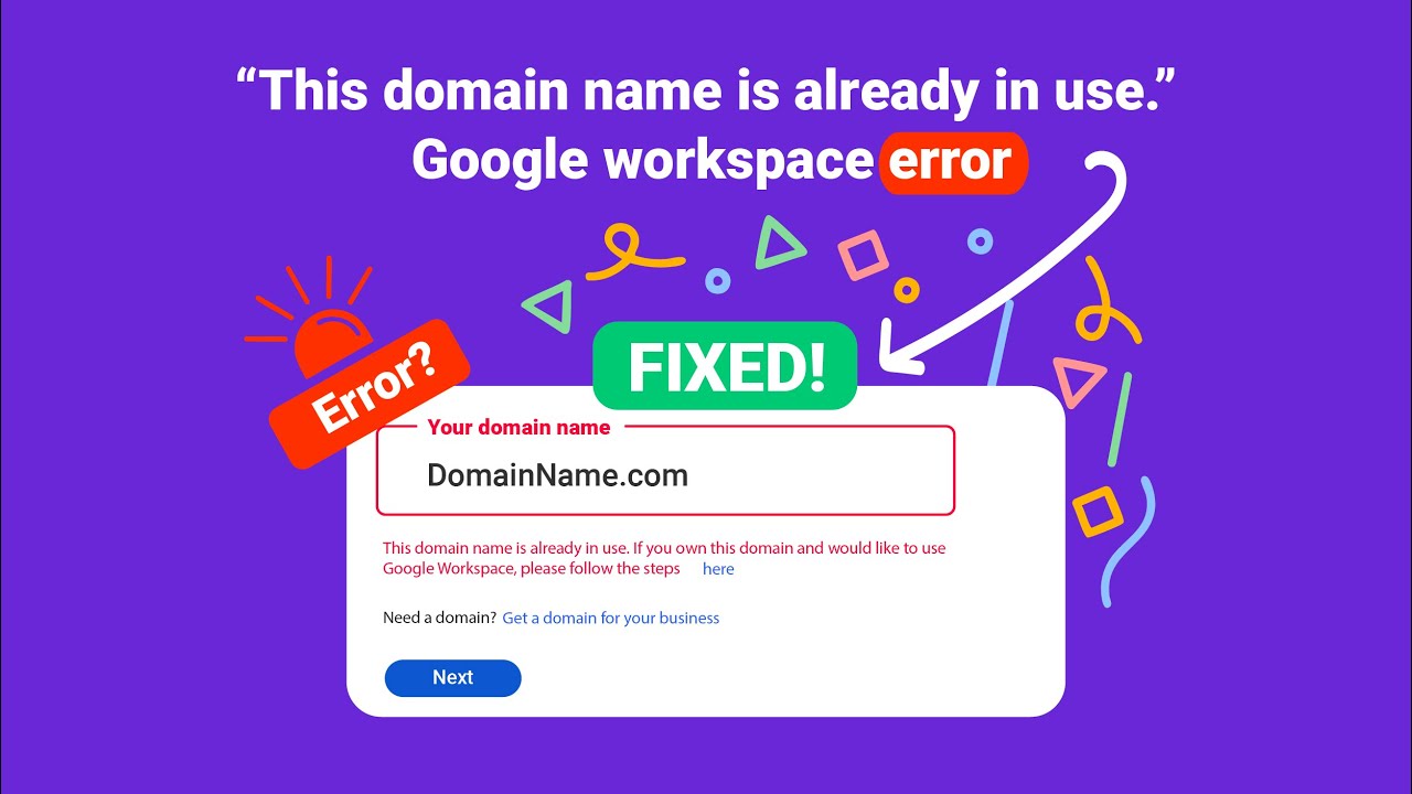 Fixed “This domain name is already in use.” Google workspace error