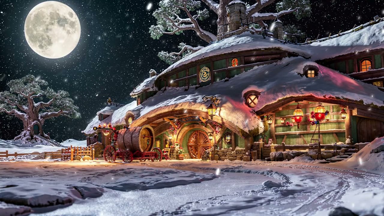 Dark Medieval Music For Reading & Relax| Quiet Winter Night at The Green Dragon Inn under the Moon