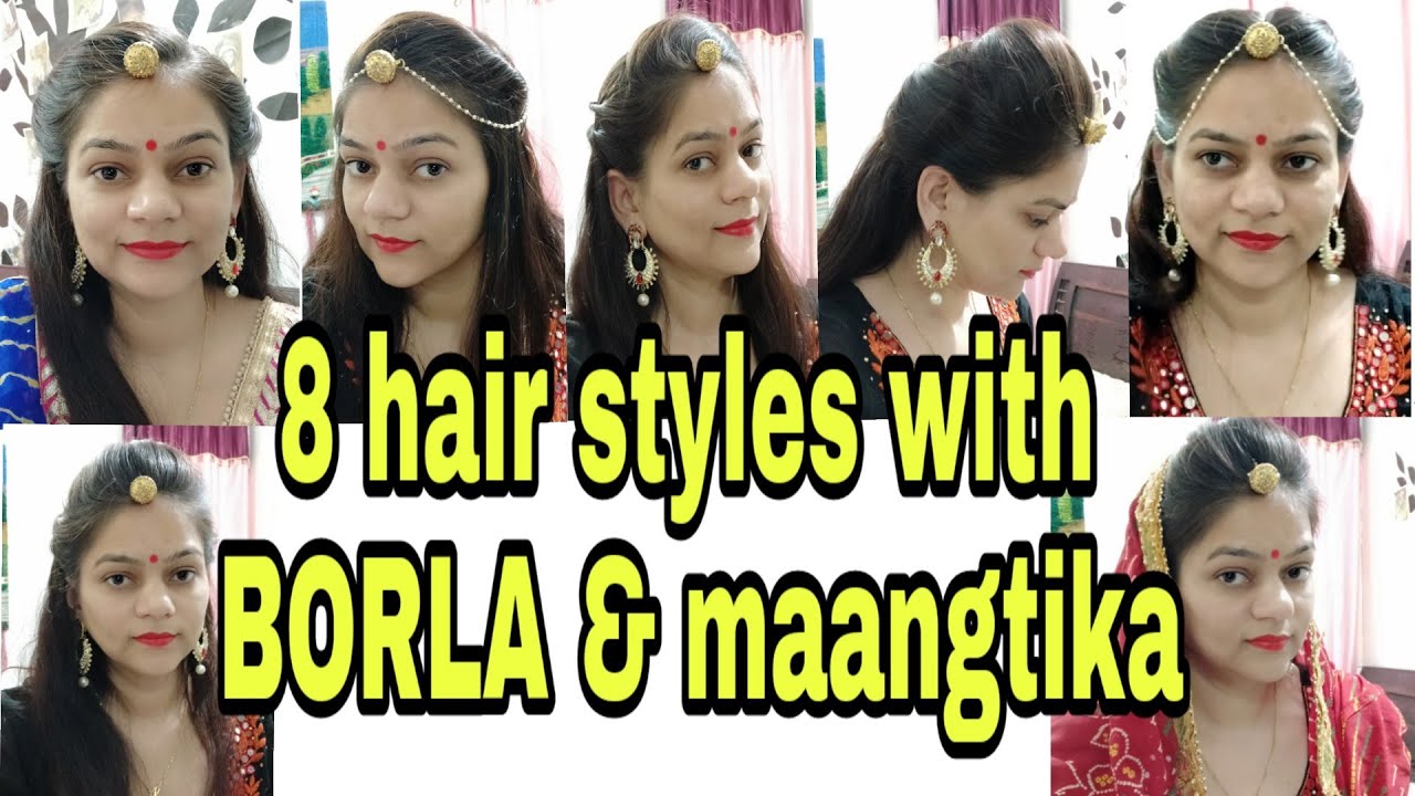Very easy rajsthani borla hairstyle!बोरला,रखड़ी आसानी से कैसे लगाए!hair style tips for saree&Lahenga