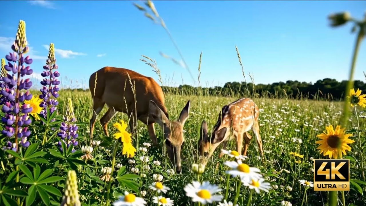 1 Hour 4K Spring Meadow Screensaver | Relaxing Nature Loop | Sleep Background