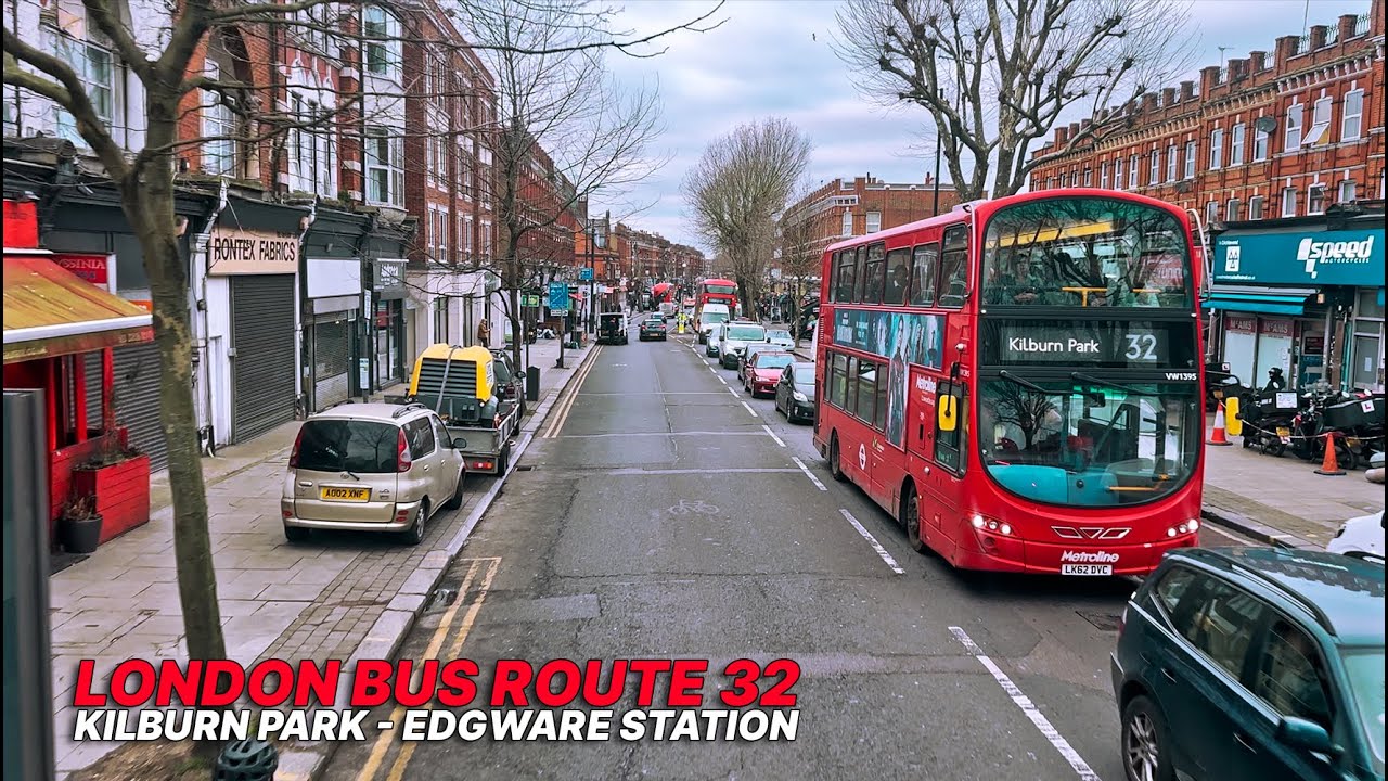 Ride the London Bus 32 in winter: Journey through northwest London from Kilburn Park to Edgware 🚌