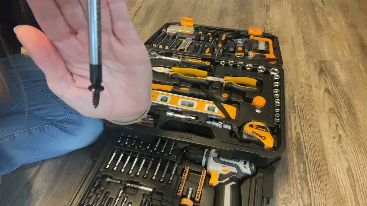Tool Kit Box Drill Set：DEKOPRO Home Mechanic Toolbox with 12V Power Cordless Drill | See Up Close!