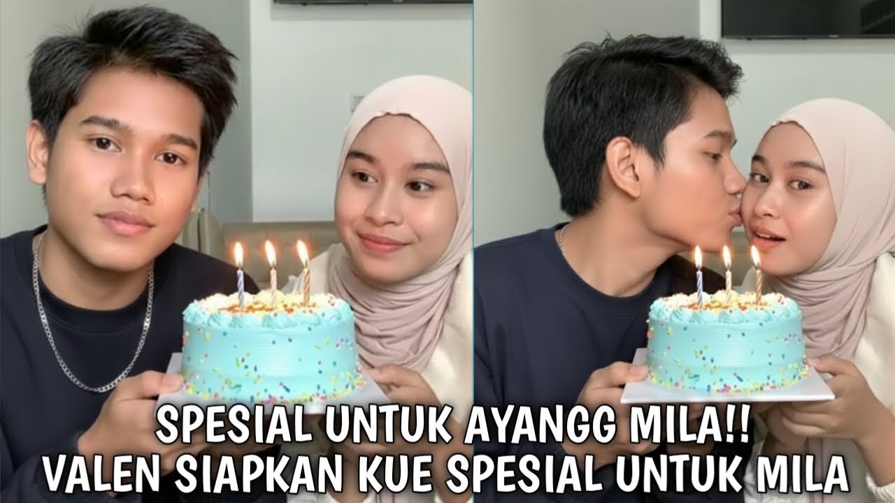 Banjir kejutan spesial!! Lagi" Valen beri kejutan spesial kue' untuk Mila saat live tiktok bareng.
