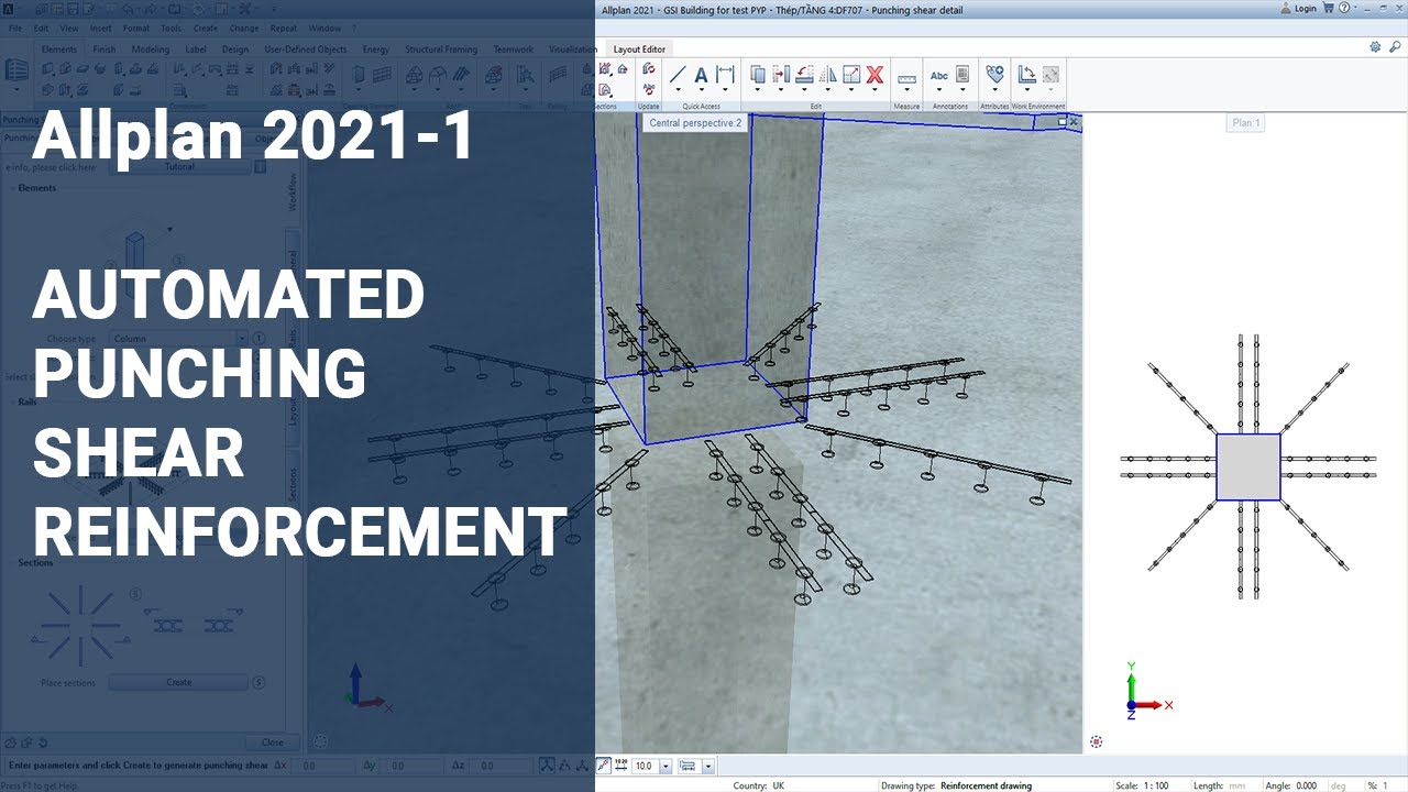 ALLPLAN 2021-1 | Automated Punching Shear Reinforcement