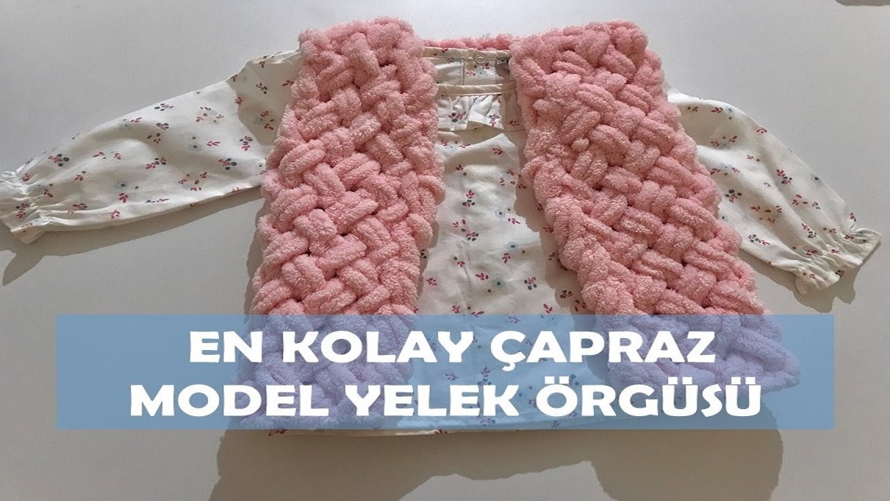 Alize Pufy ip ile Çapraz Model Yelek Örgüsü