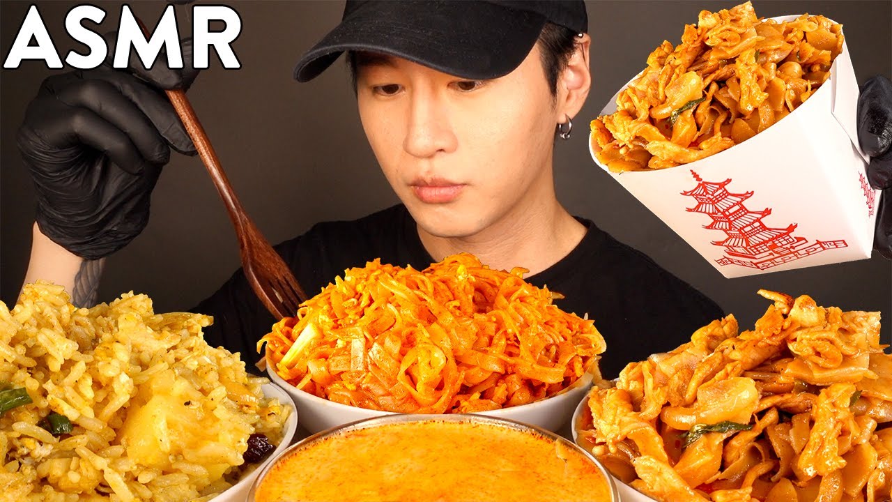 ASMR MUKBANG THAI FOOD (SPICY NOODLES, FRIED RICE, PAD THAI, CURRY) No Talking | EATING SOUNDS