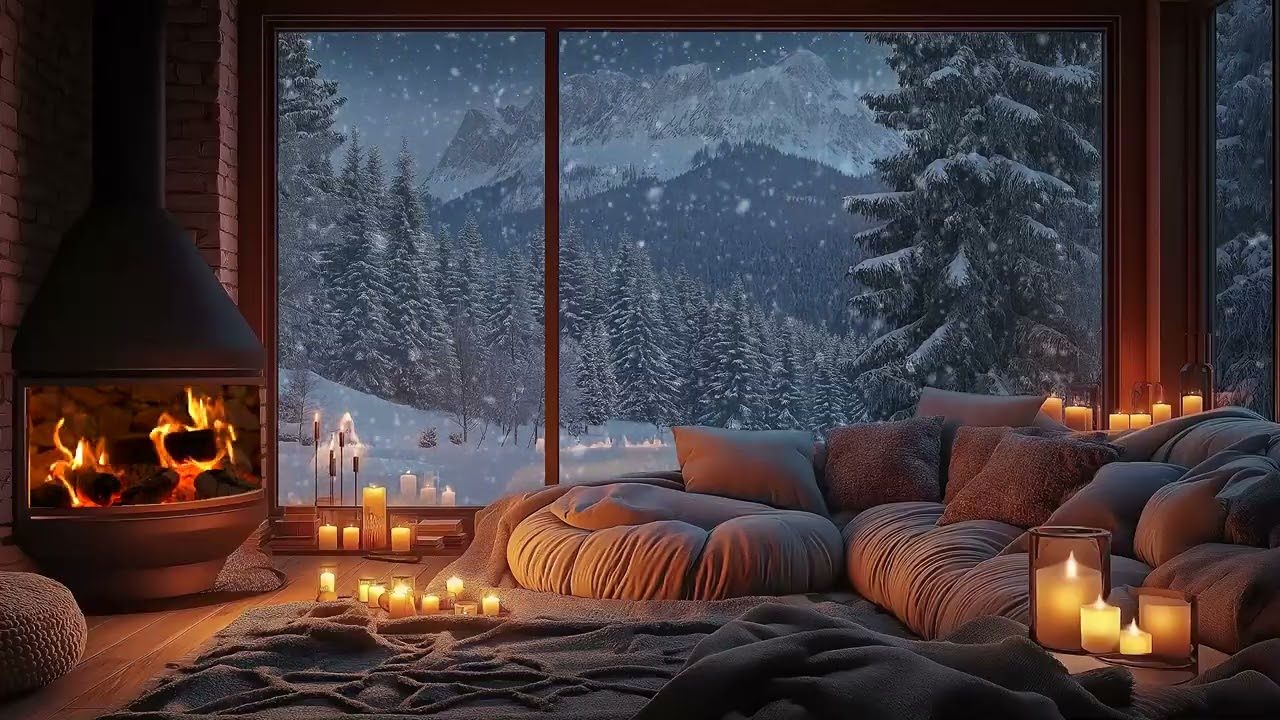 🌨️ Stormy Blizzard Cabin | Warm Fire & Snow Wind for3 Hours | Relaxing Sleep Study Work Meditation