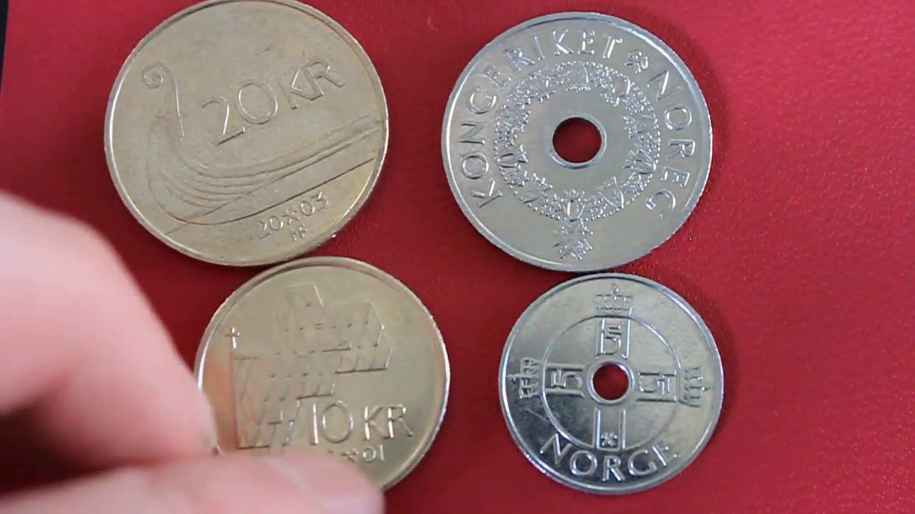 Norwegian money.  Norwegian Krone coins.  Full set.