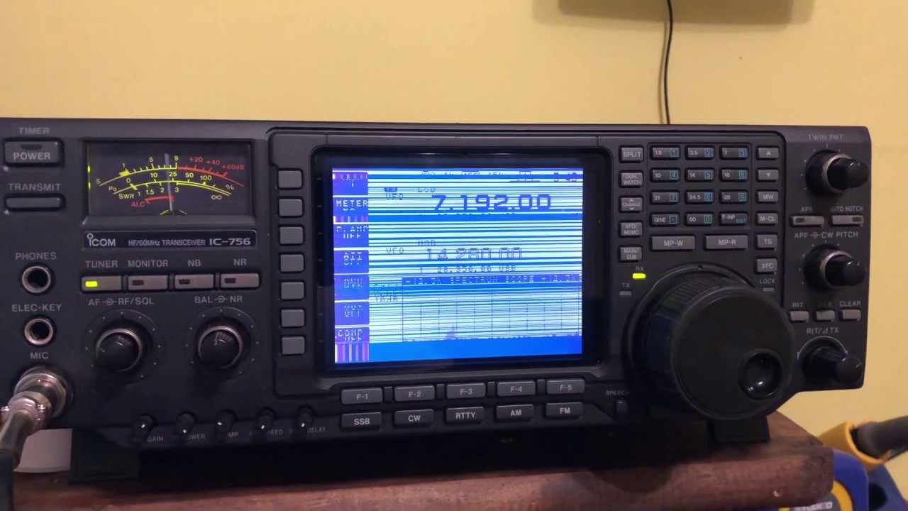 Icom IC-756 with lines in display