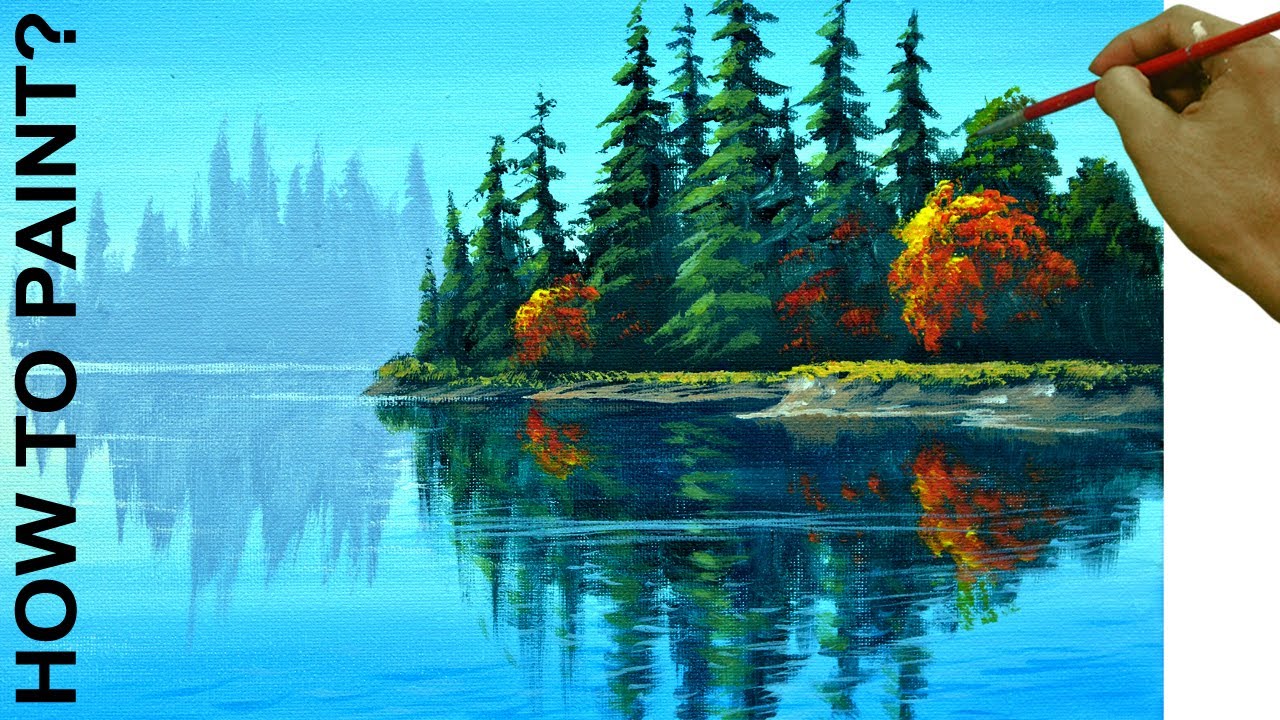 Как рисовать отражения воды легко в акриловых красках
